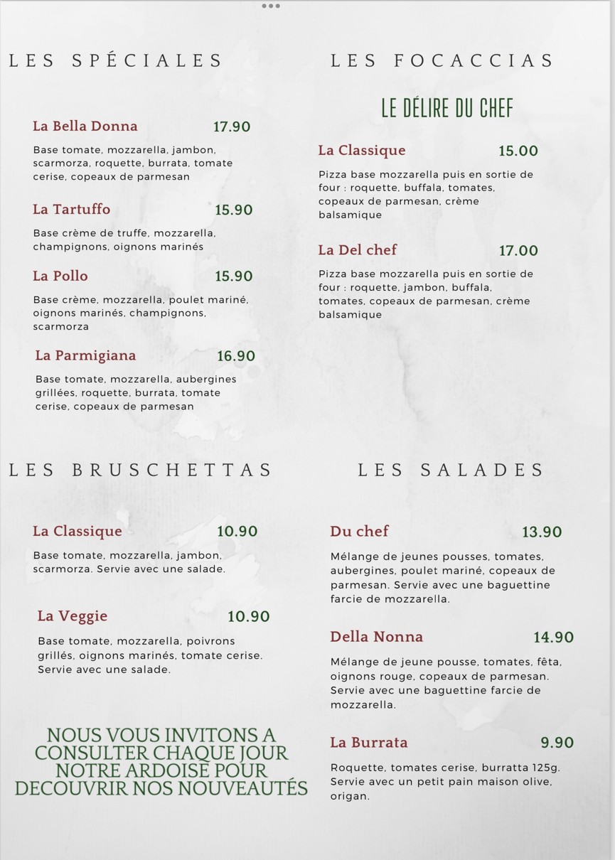 La Bella Donna 18 menu 2