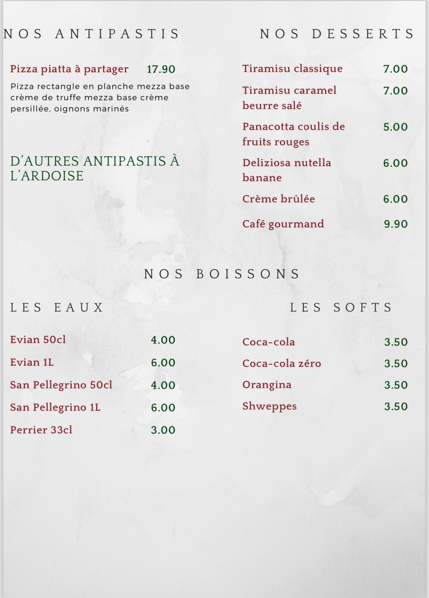 La Bella Donna 18 menu 3