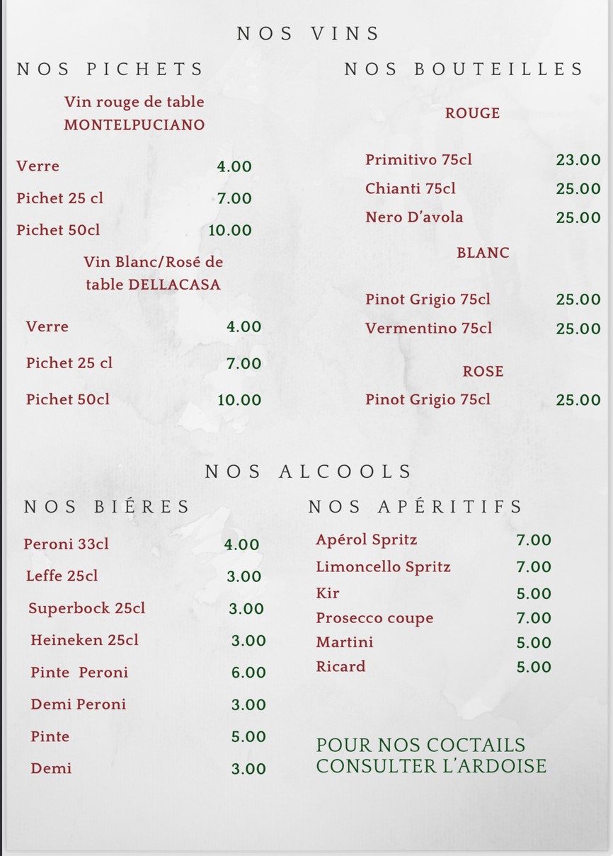 La Bella Donna 18 menu 4