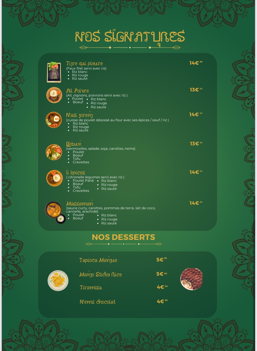 O Baan Thaï menu 3