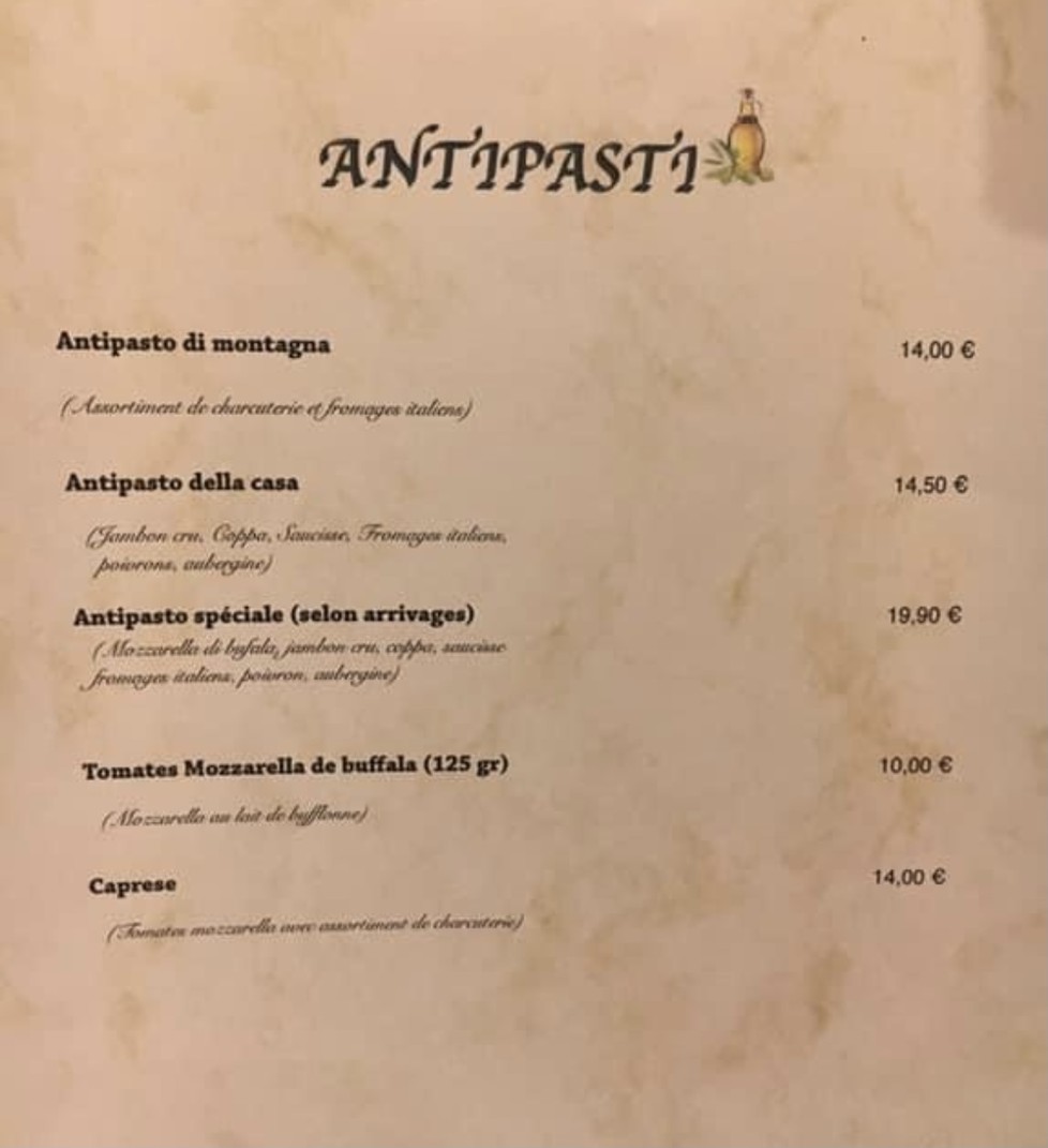 La Molisana menu 1