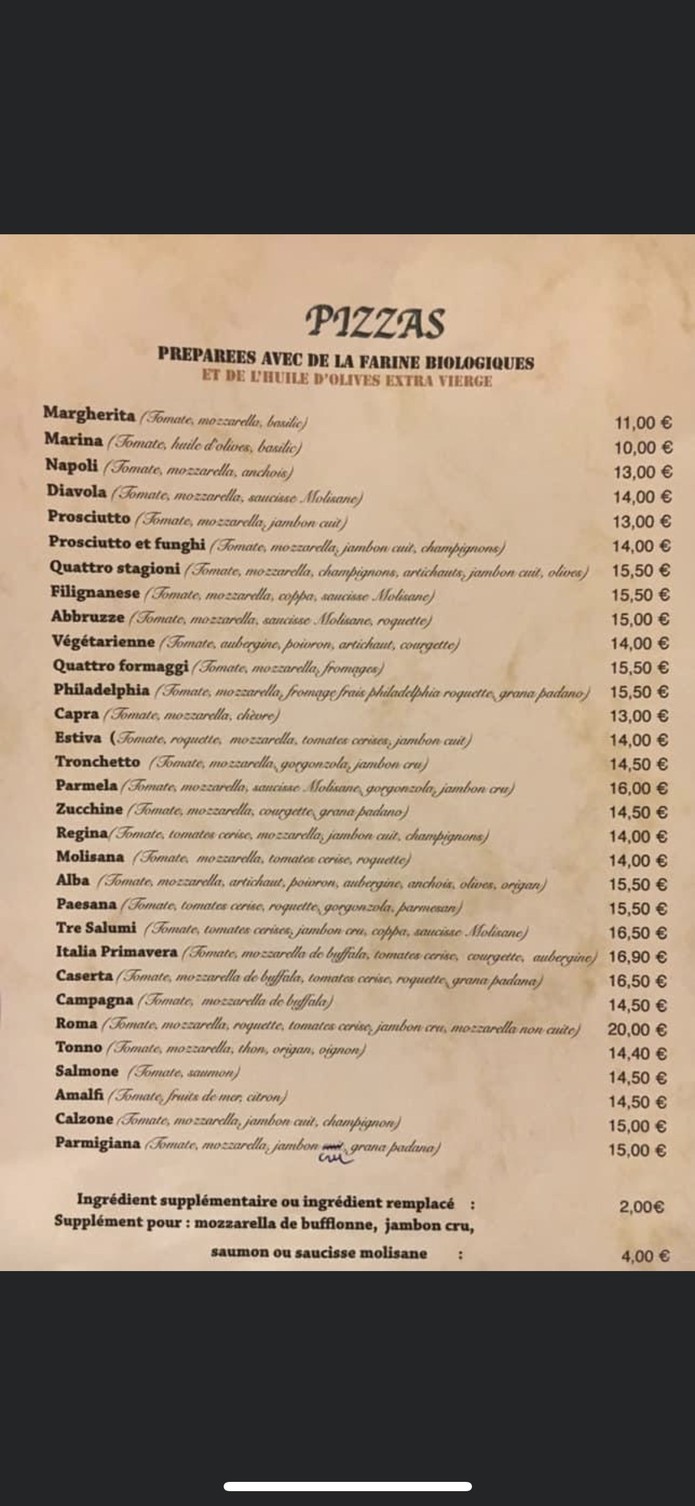 La Molisana menu 3