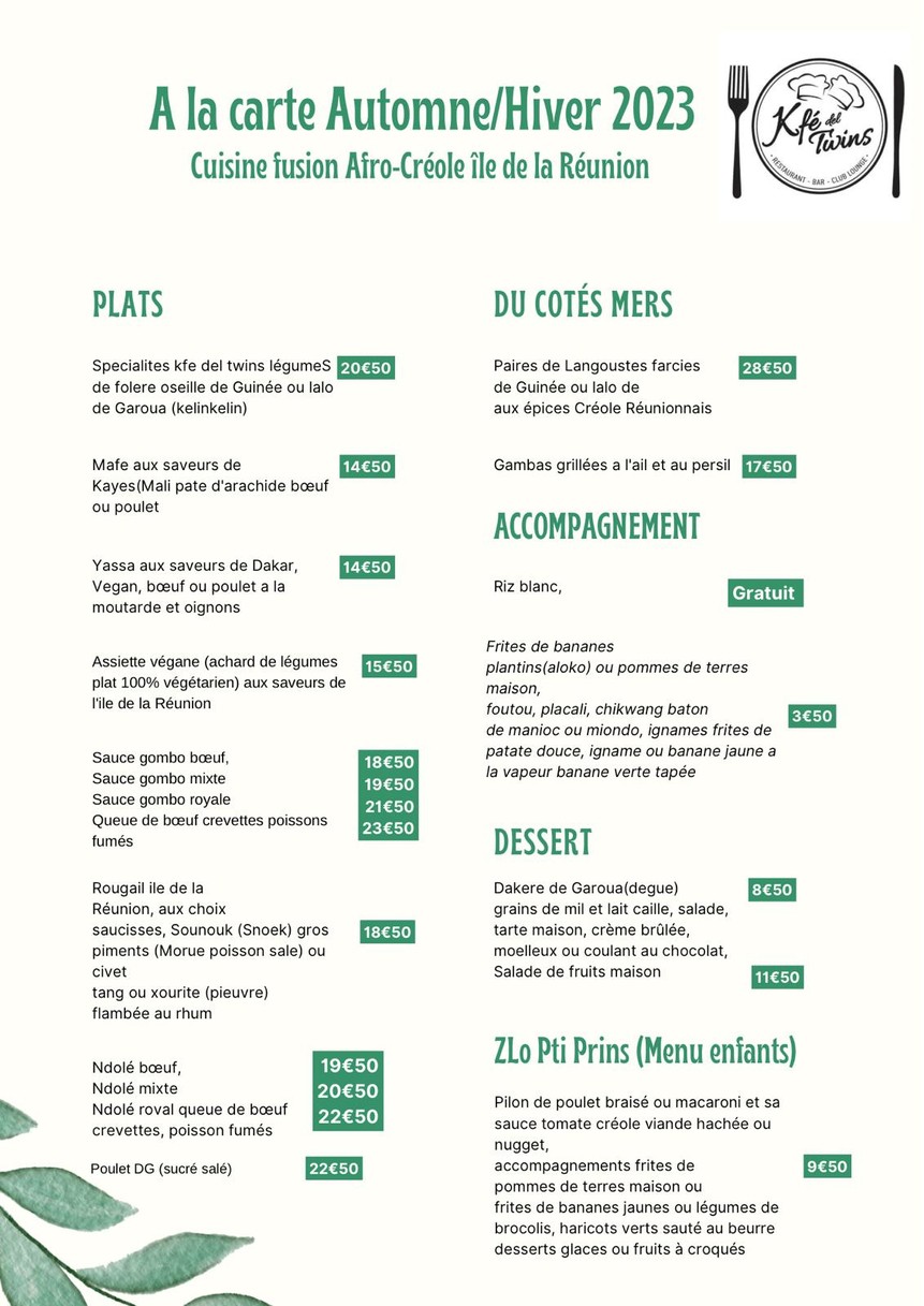 Restaurant Kfé Del Twins menu 2