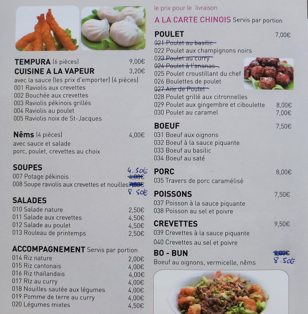 Chez Janny menu 1