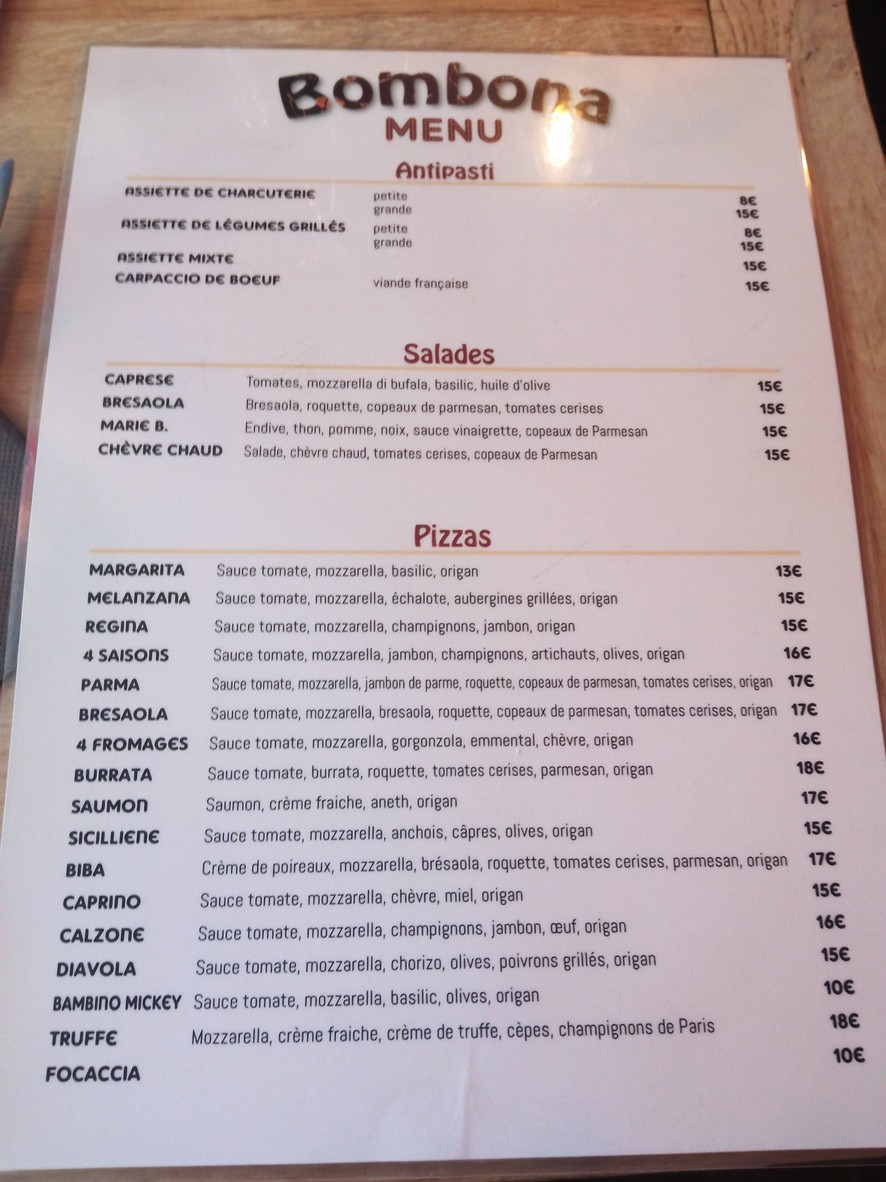 Bombona menu 1