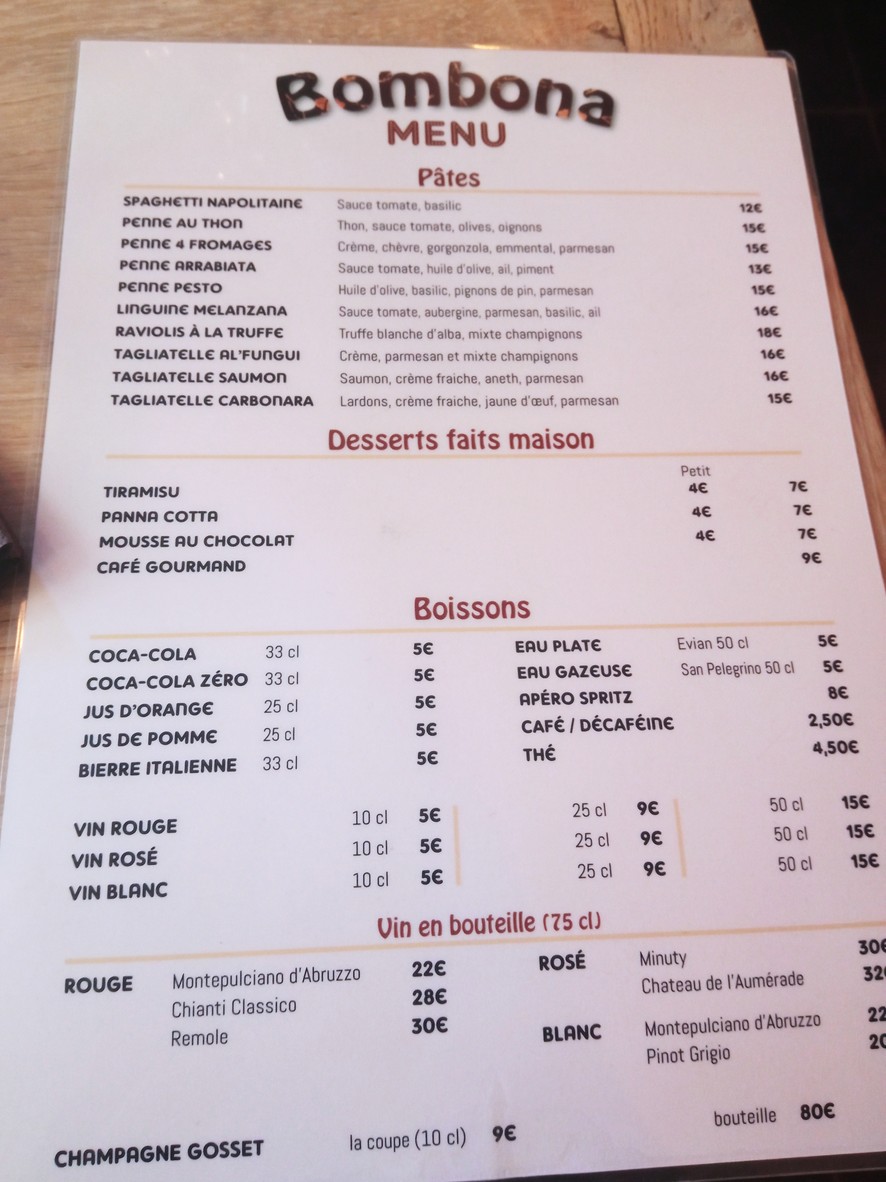 Bombona menu 2