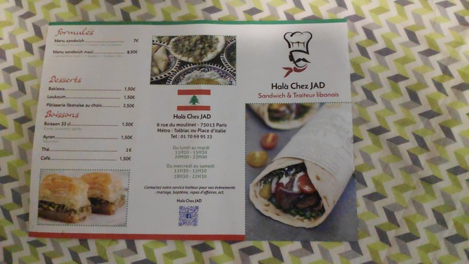Sandwich libanais Hala.chez.jad