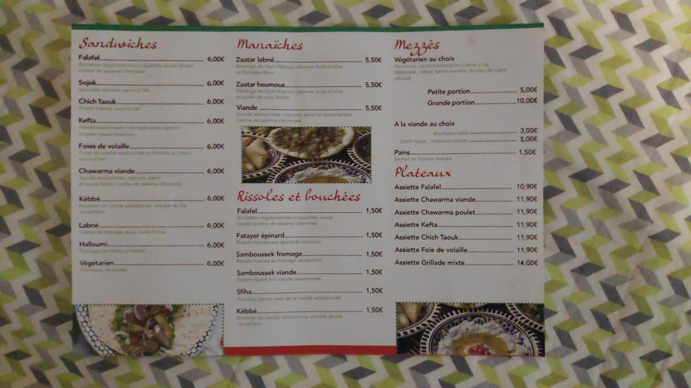 Sandwich libanais Hala.chez.jad menu 2
