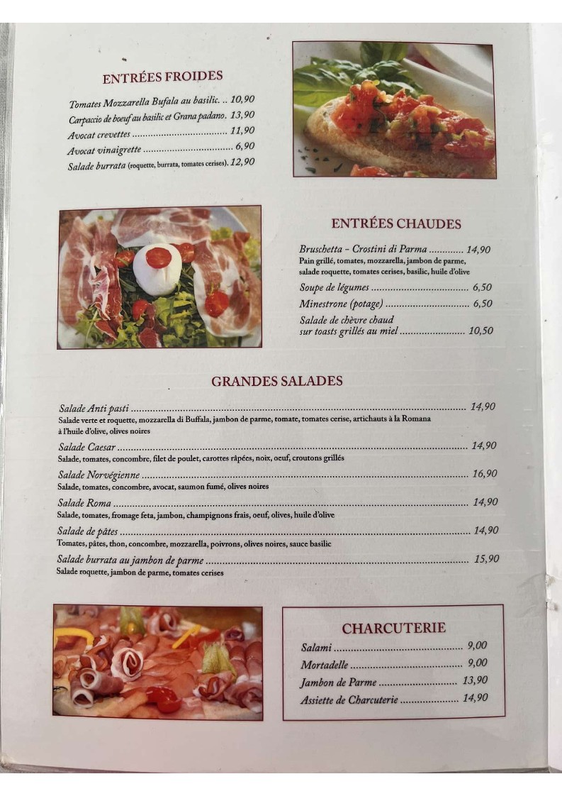La Petite Venise. menu 1