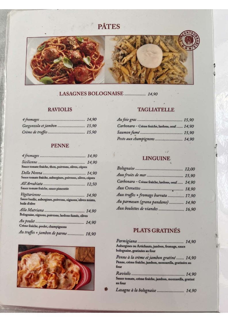 La Petite Venise. menu 2
