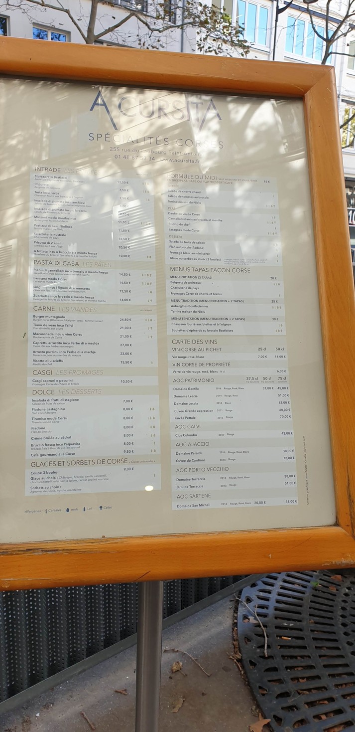 A CURSITA menu 1