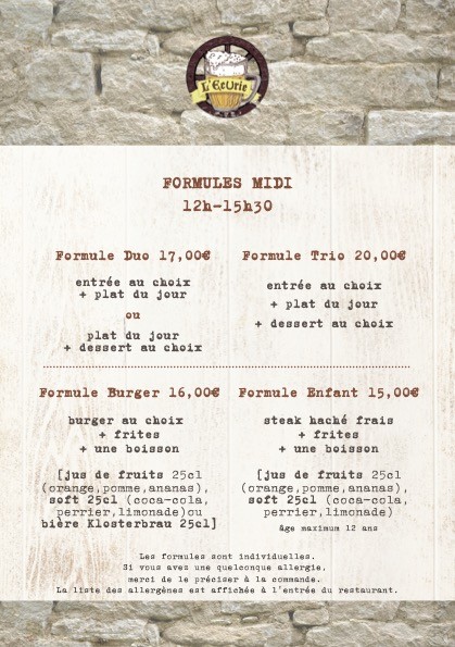 L'Écurie menu 1