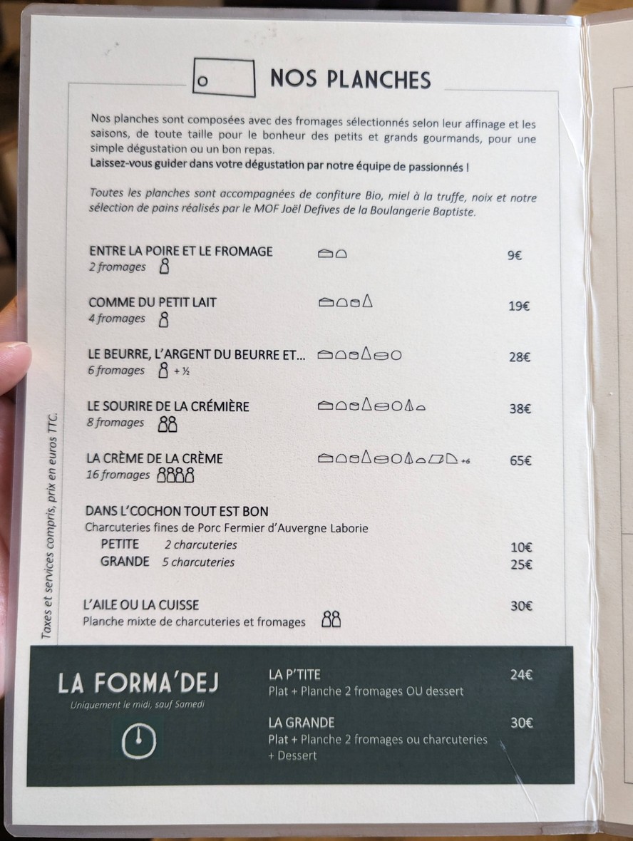 Formaticus - Bar à fromages / Fromagerie menu 1