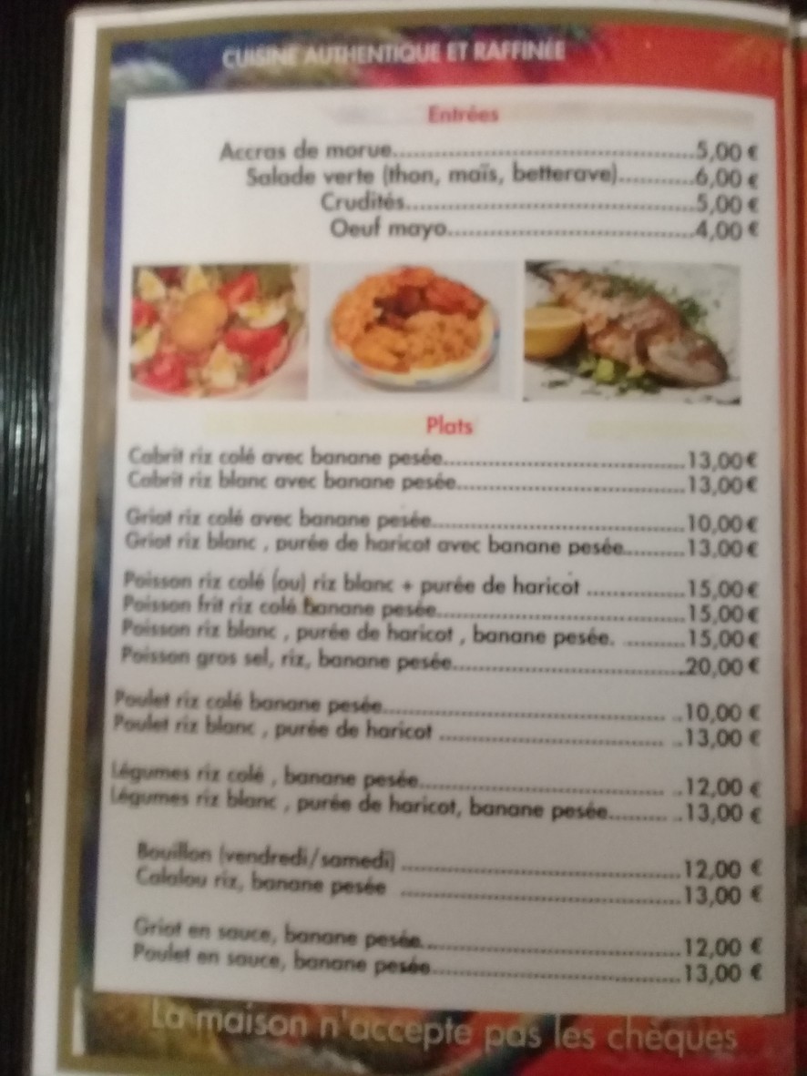 Goût Tropical menu 1