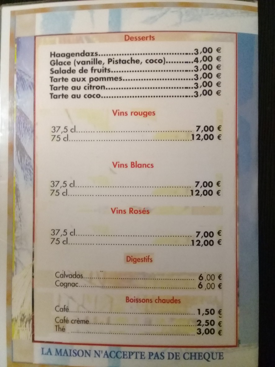 Goût Tropical menu 2