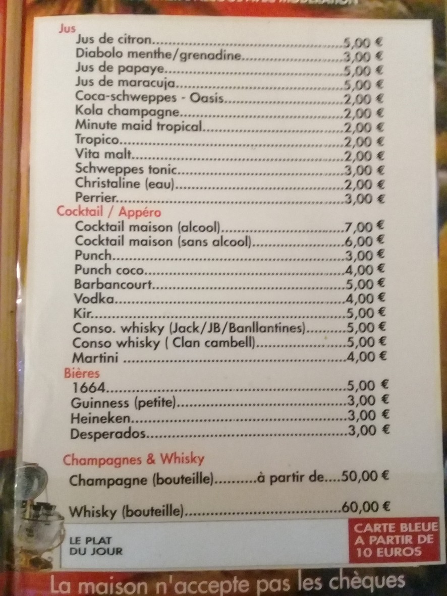 Goût Tropical menu 3
