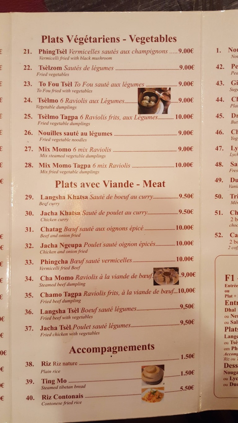 Kalsang menu 3