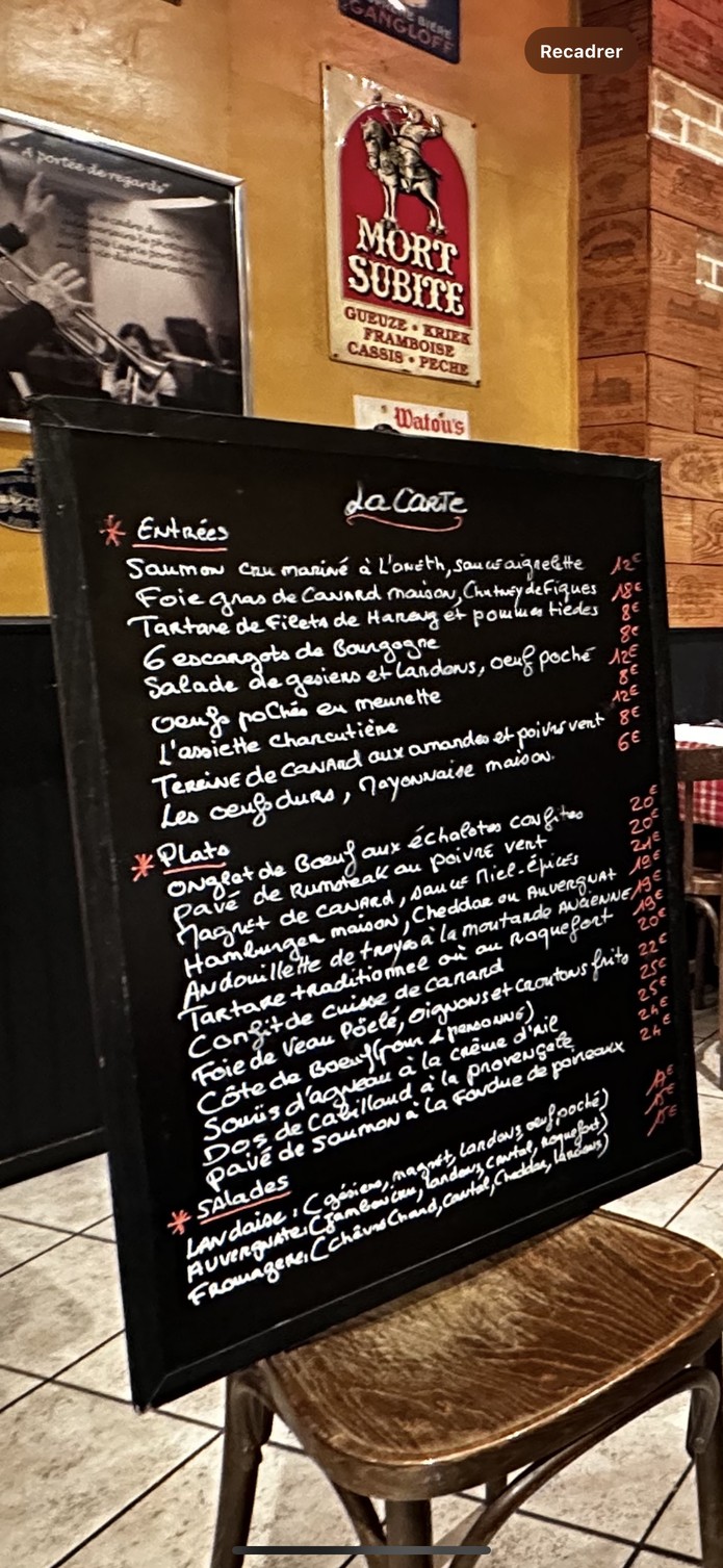 L'Heure Bleue menu 1