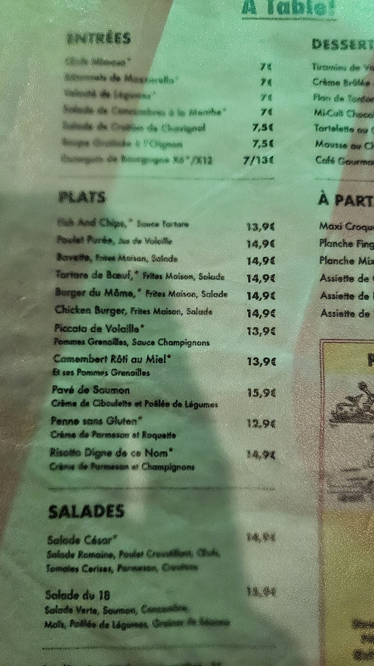 Le Môme du 18 menu 2