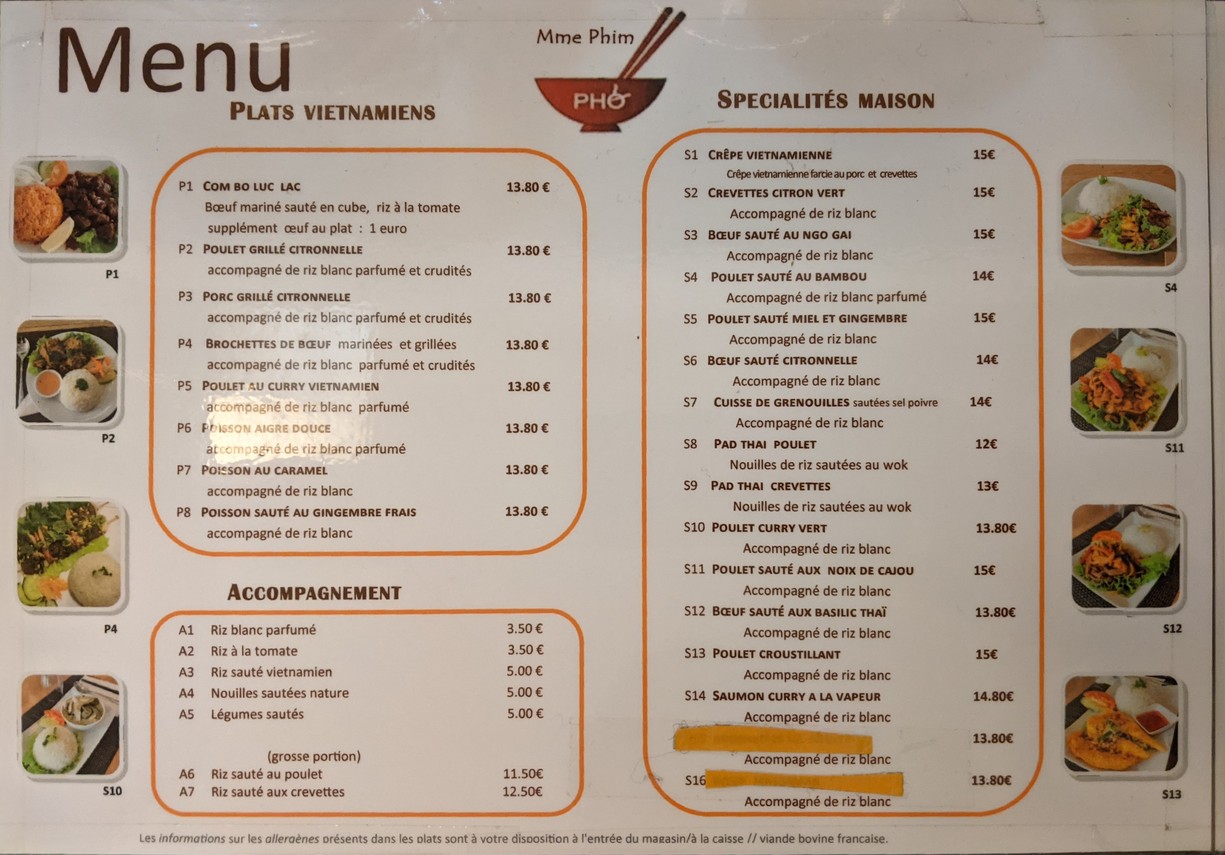 Restaurante Madame Phim menu 2