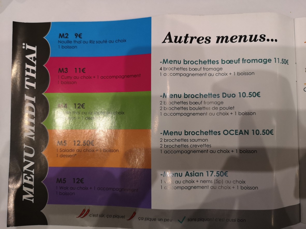 So Thaï menu 4