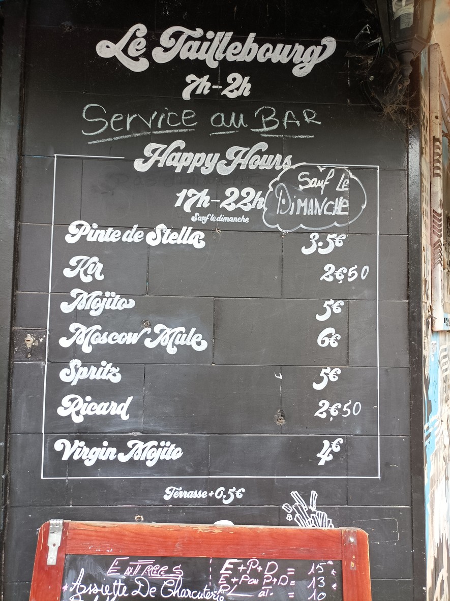 Le Taillebourg menu 1