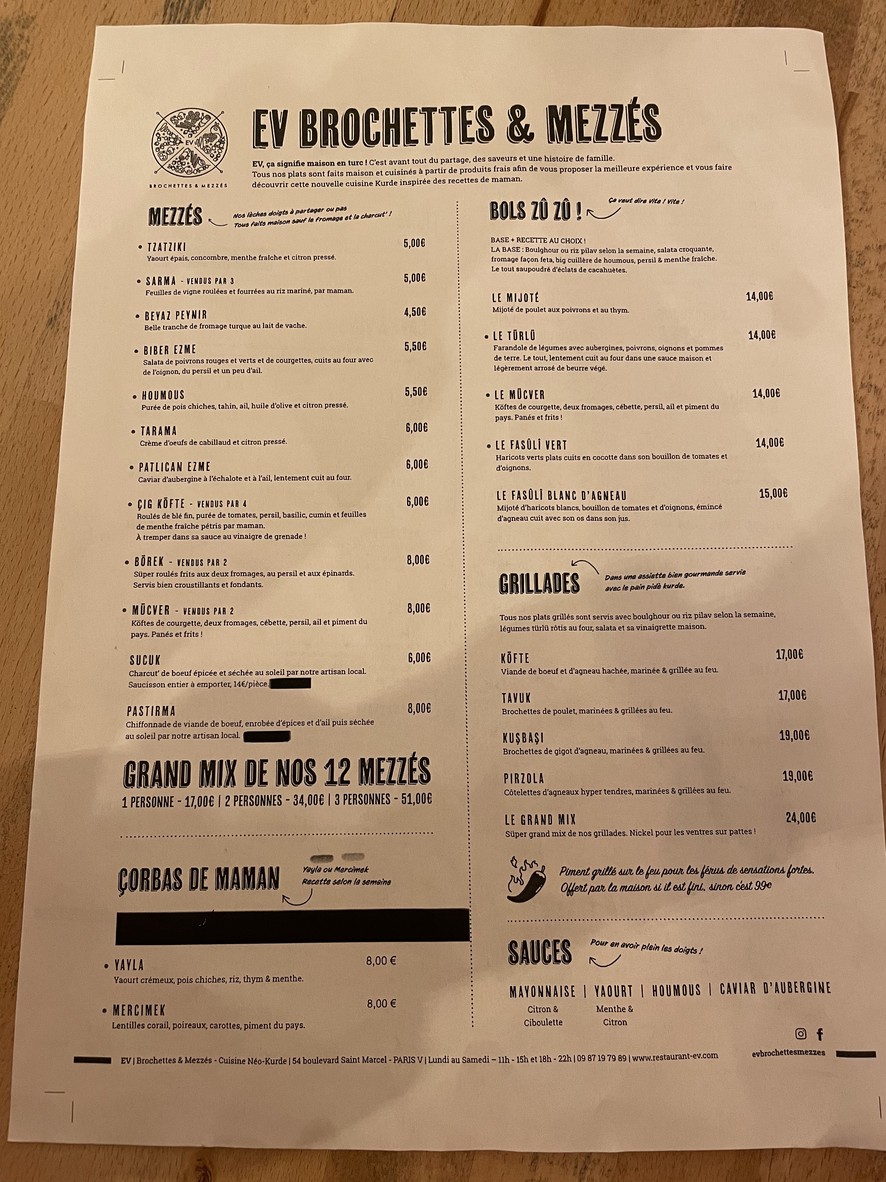 EV Brochettes & Mezzés menu 1