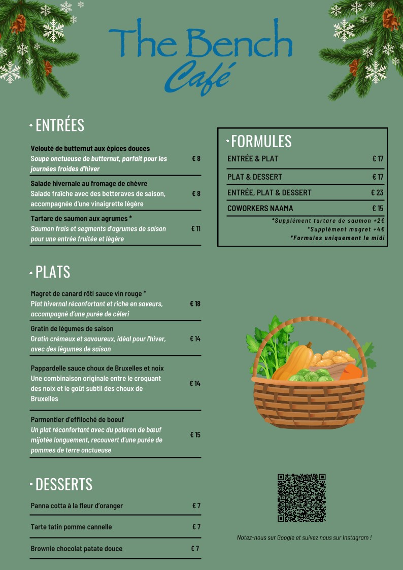 The Bench Café menu 1