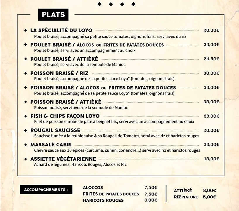 LOYO menu 2