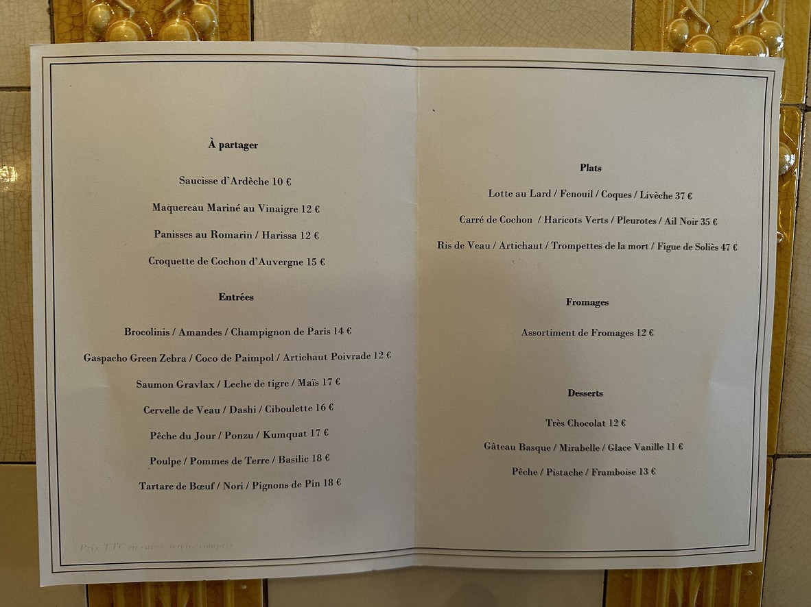 Le Clown Bar - Restaurant menu 1