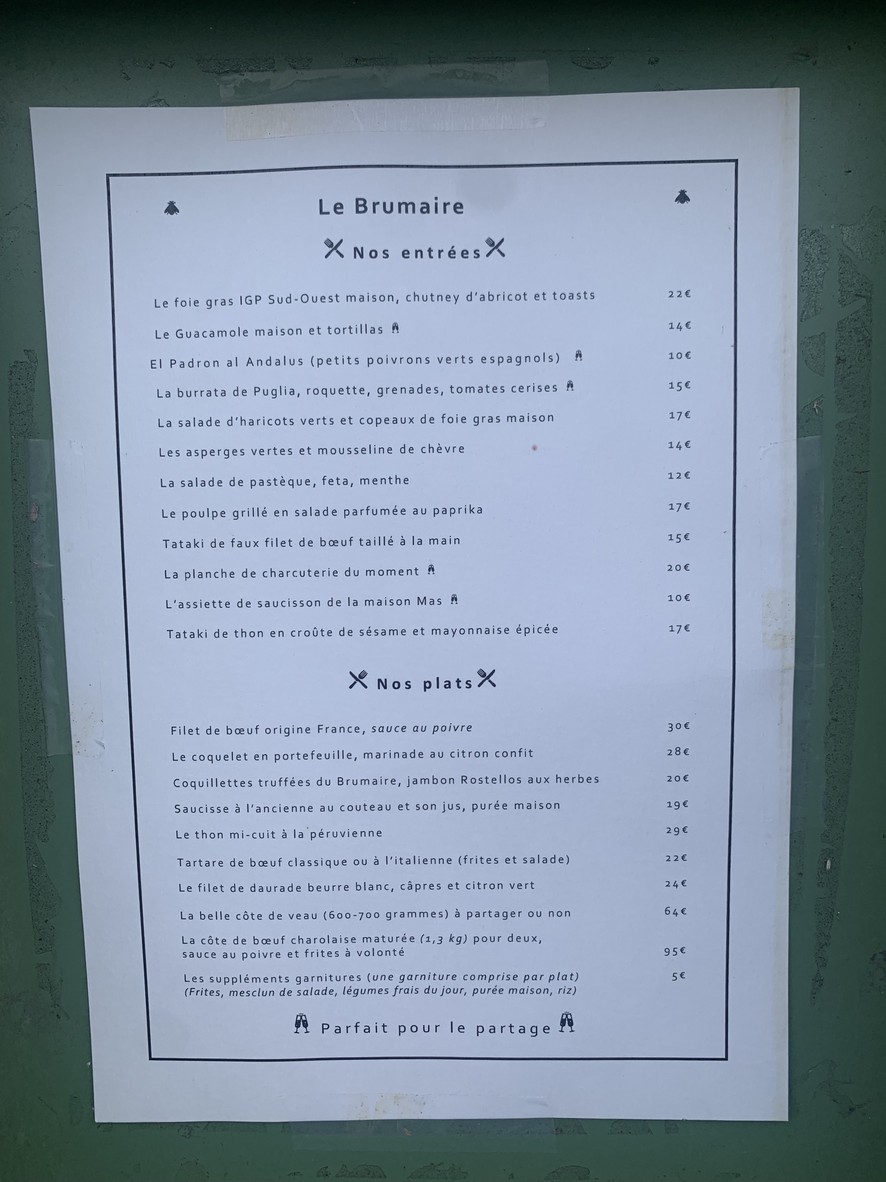 Brumaire menu 1