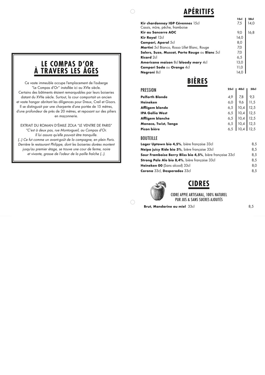 Le Compas menu 1