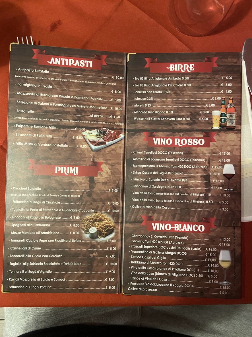 Trattoria Bisteccheria Bufalotto menu 1