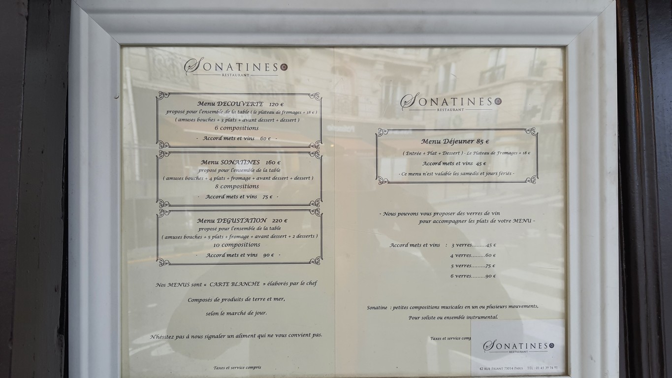 Sonatines menu 1