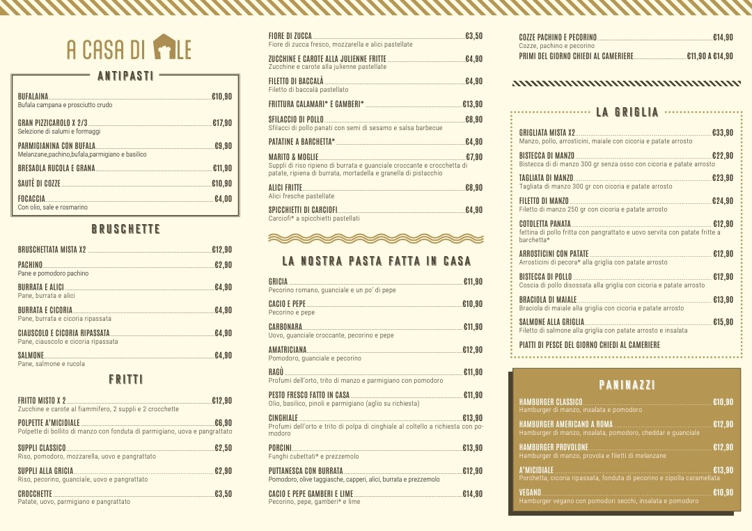 A Casa di Ale - Pisana menu 1