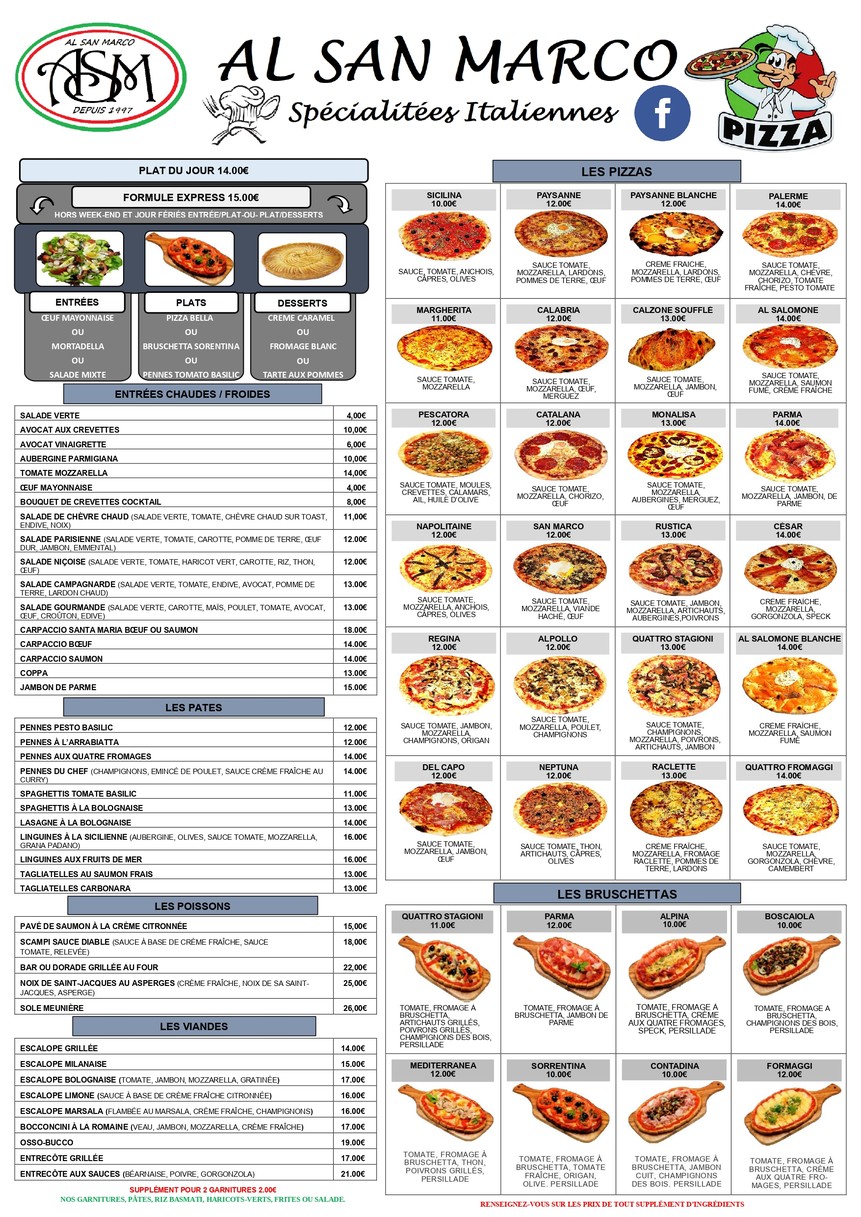Restaurant Issy les Moulineaux Al San Marco menu 1