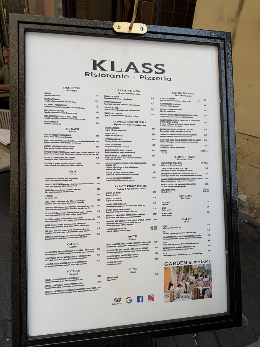 Klass Restaurant menu 1