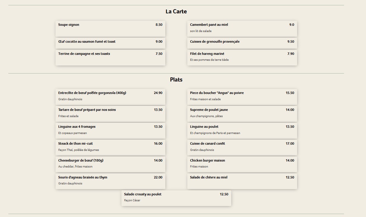 Café de l'industrie menu 1