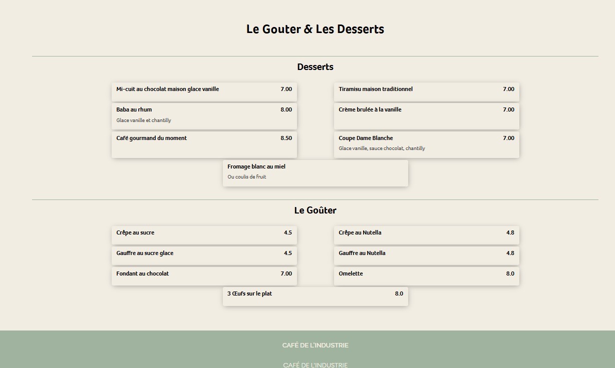 Café de l'industrie menu 2