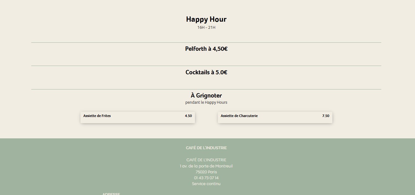 Café de l'industrie menu 8
