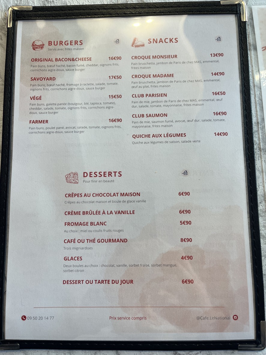 Le National menu 2
