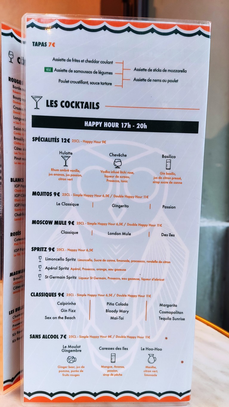 Brasserie la Chouette menu 3