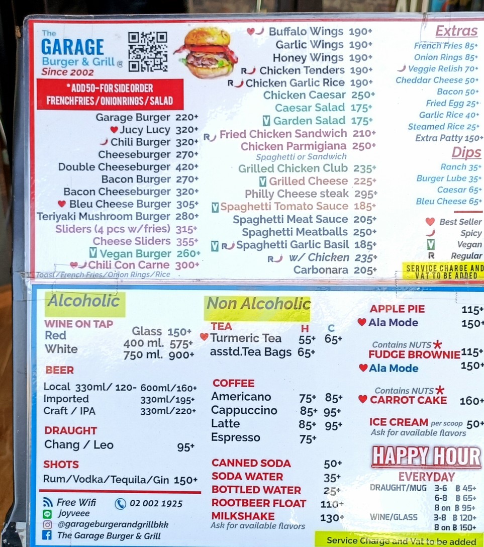The Garage Burger​ &​ Grill menu 1