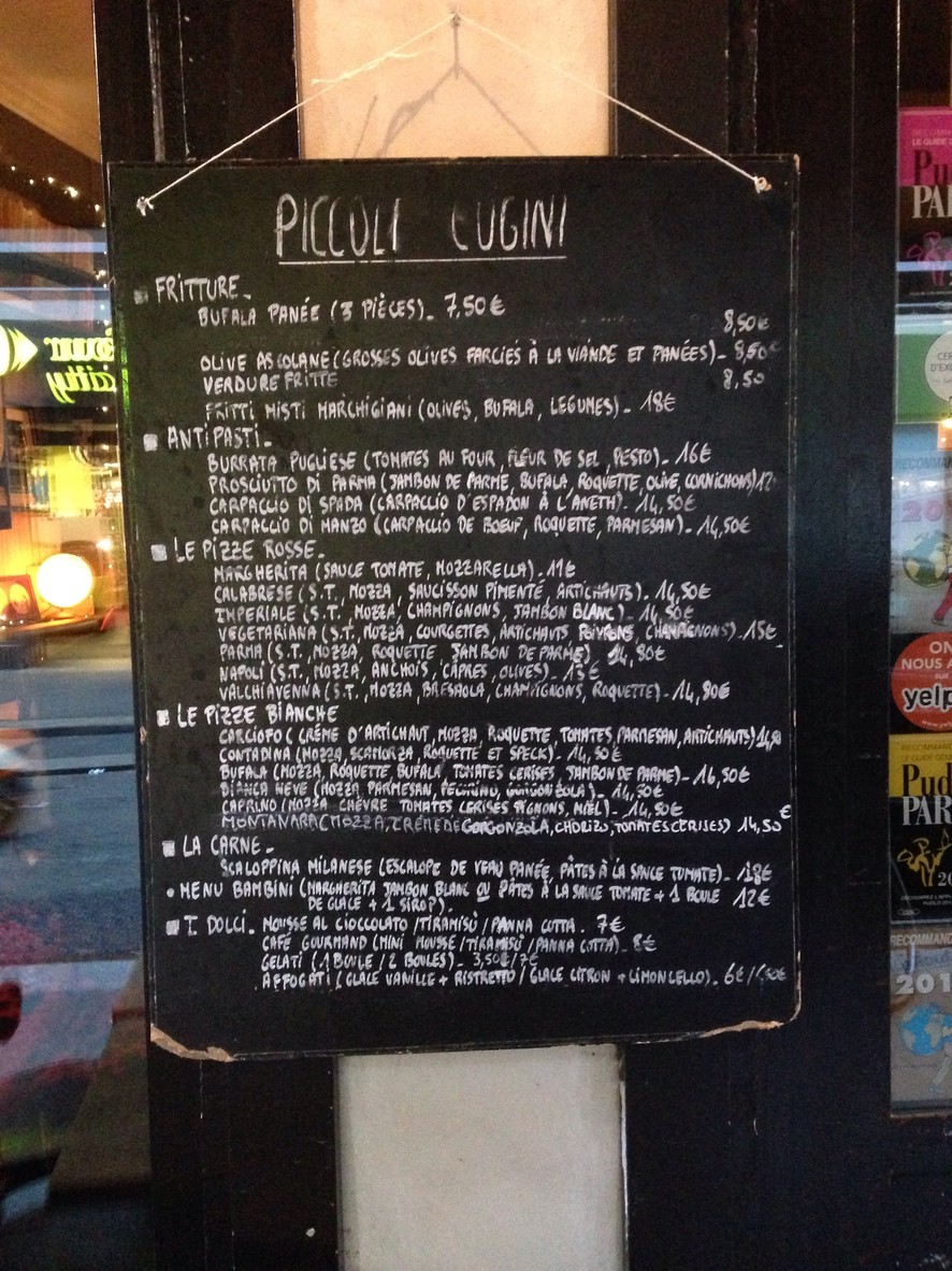 Piccoli Cugini menu 2