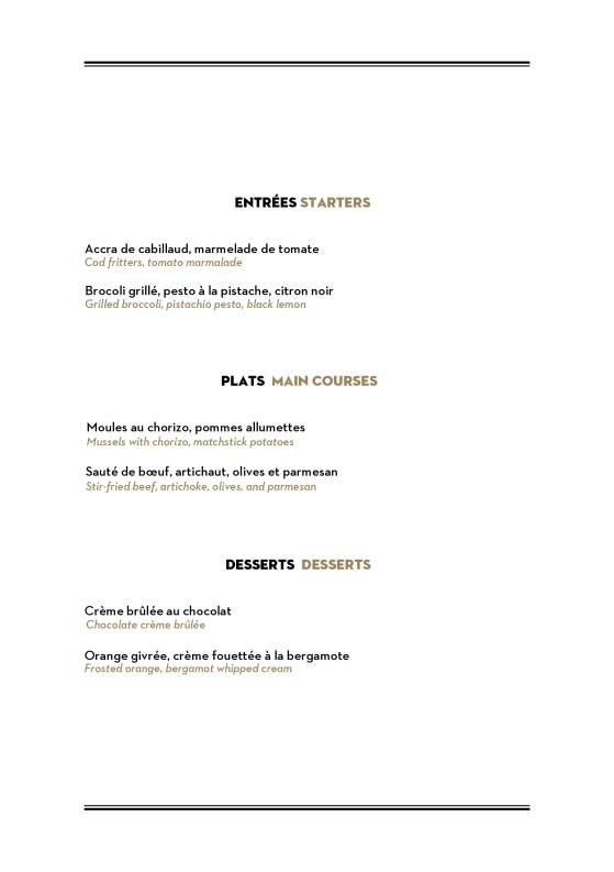 Restaurant Cléo menu 3