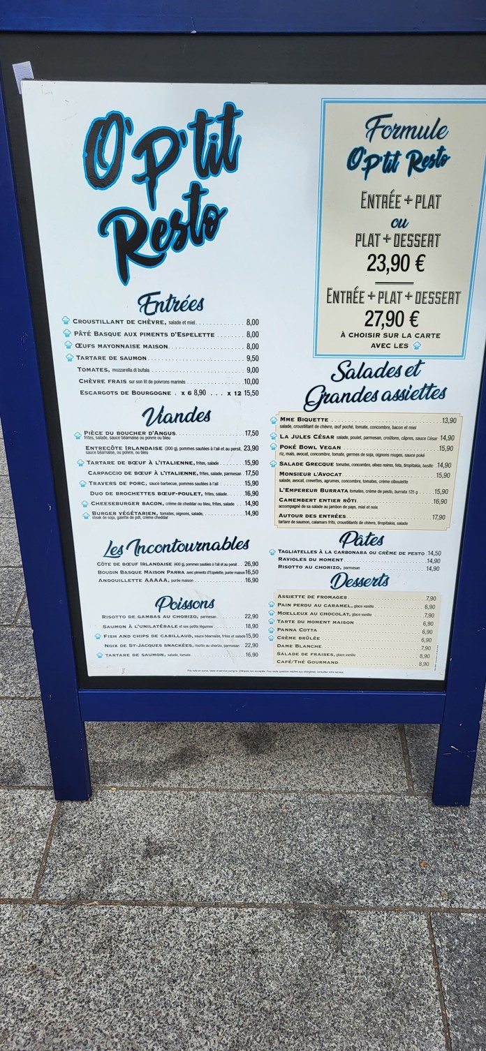 O P'tit Resto menu 3