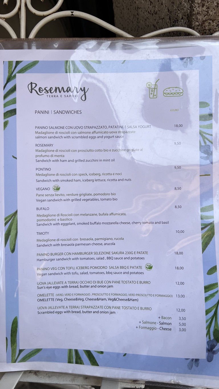 Rosemary terra e sapori menu 2