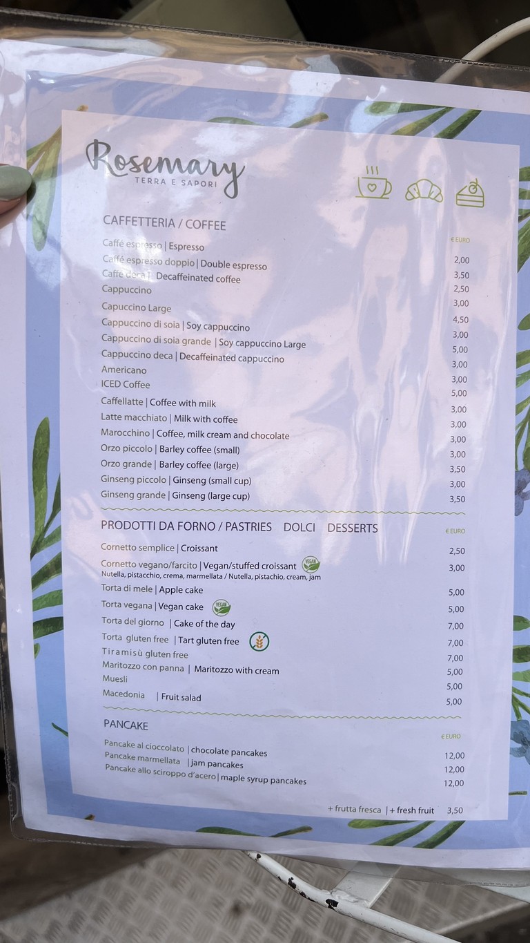 Rosemary terra e sapori menu 3