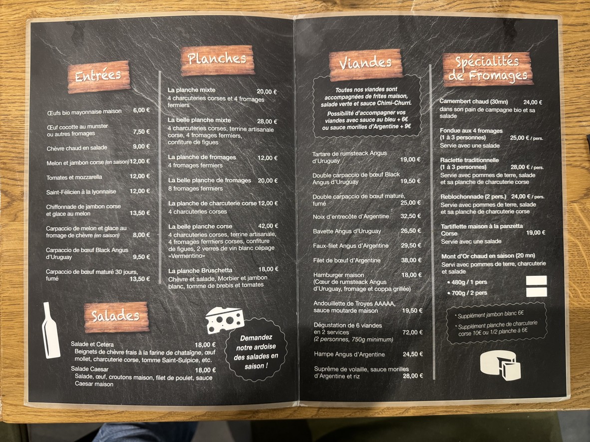 Fromages et Cetera menu 1