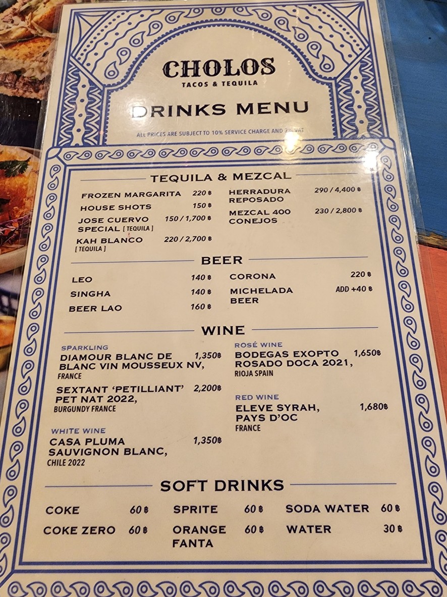Cholos Mexican BKK menu 2